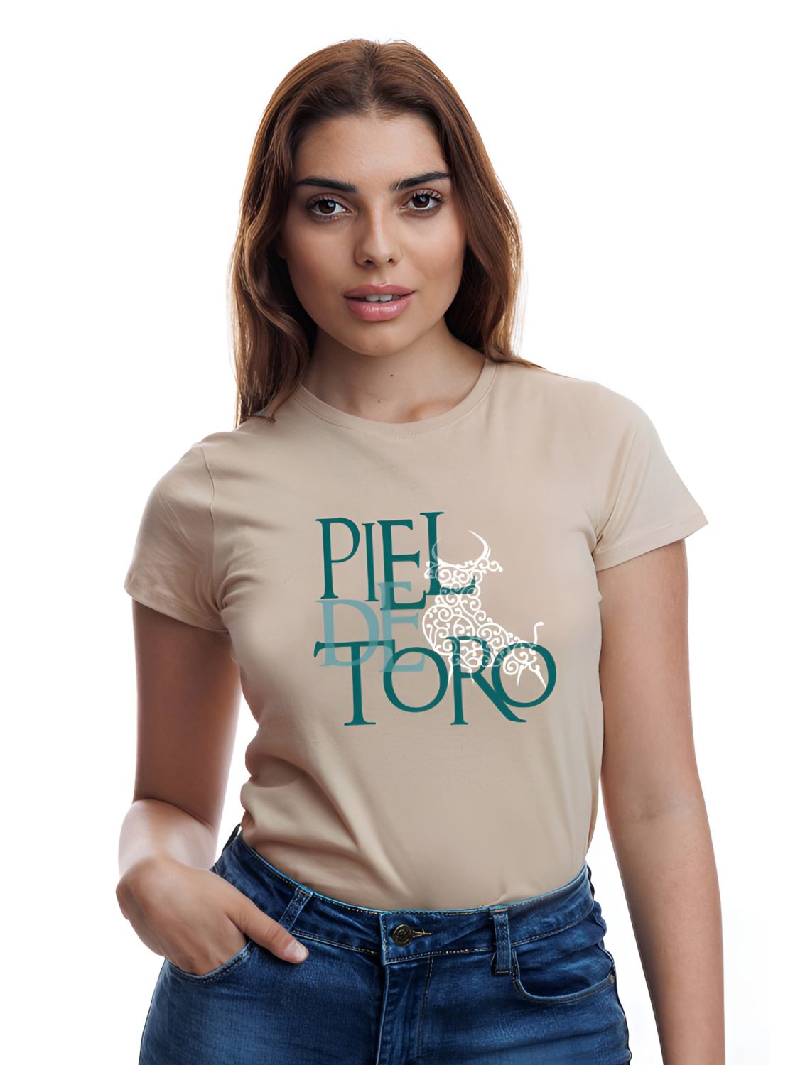 Camiseta de mujer con logo beige Piel de Toro