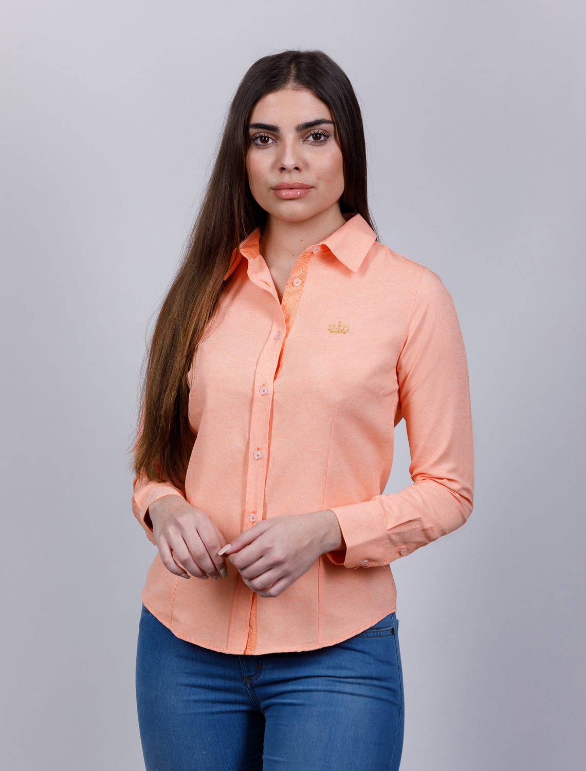 Camisa Oxford mujer basica Piel de Toro Color Naranja