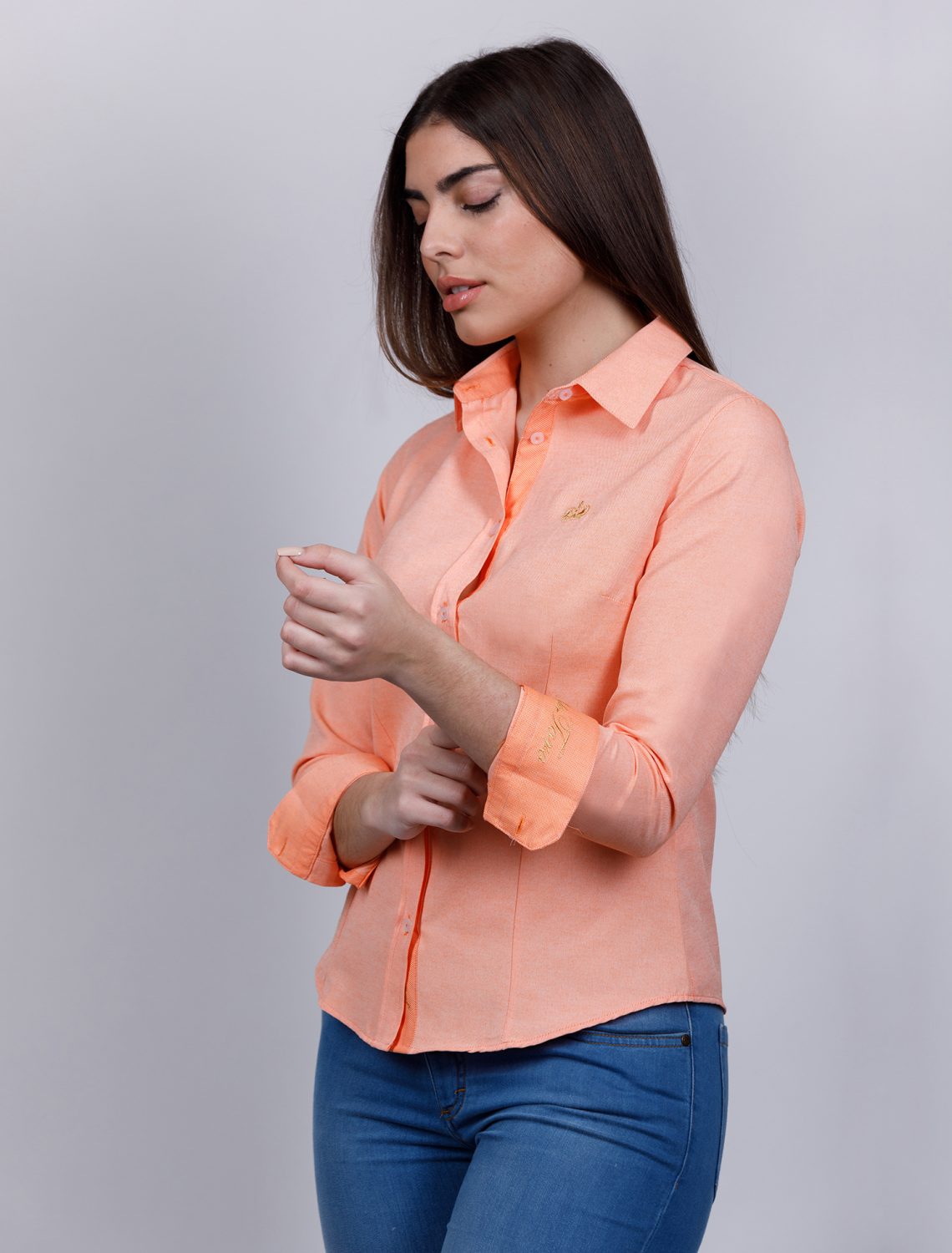 Camisa Oxford mujer basica Piel de Toro Color Naranja Lateral